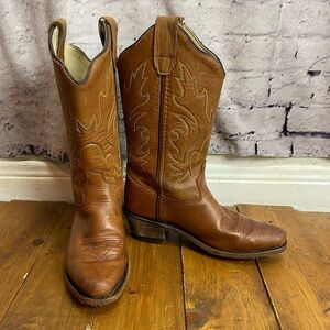 Old west kids toddler size 12D cognac cowboy boots